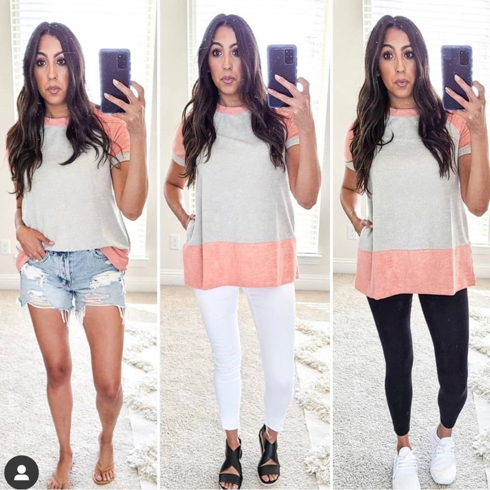 Short Sleeve Colorblock Top - Picture 1 of 6